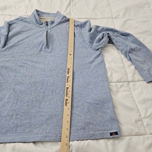 Faherty Suffolk Pullover Sweater Mens Large Light Blue 1/4 Zip Mock Neck Outdoor - Picture 9 of 10